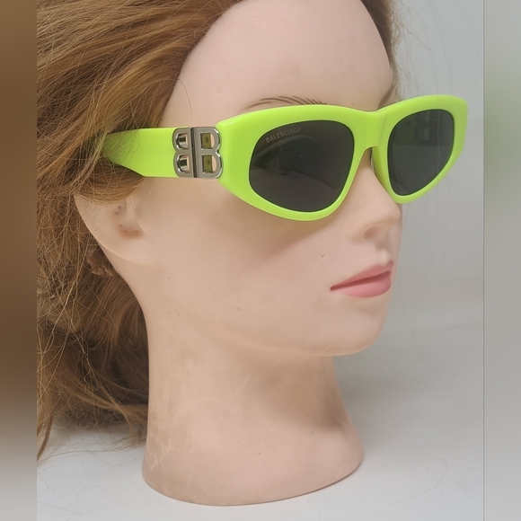 Balenciaga Sunglasses Yellow Gray BB Temples Oval Cat Eye BB0095S 53-19-135 XL - Picture 8 of 16